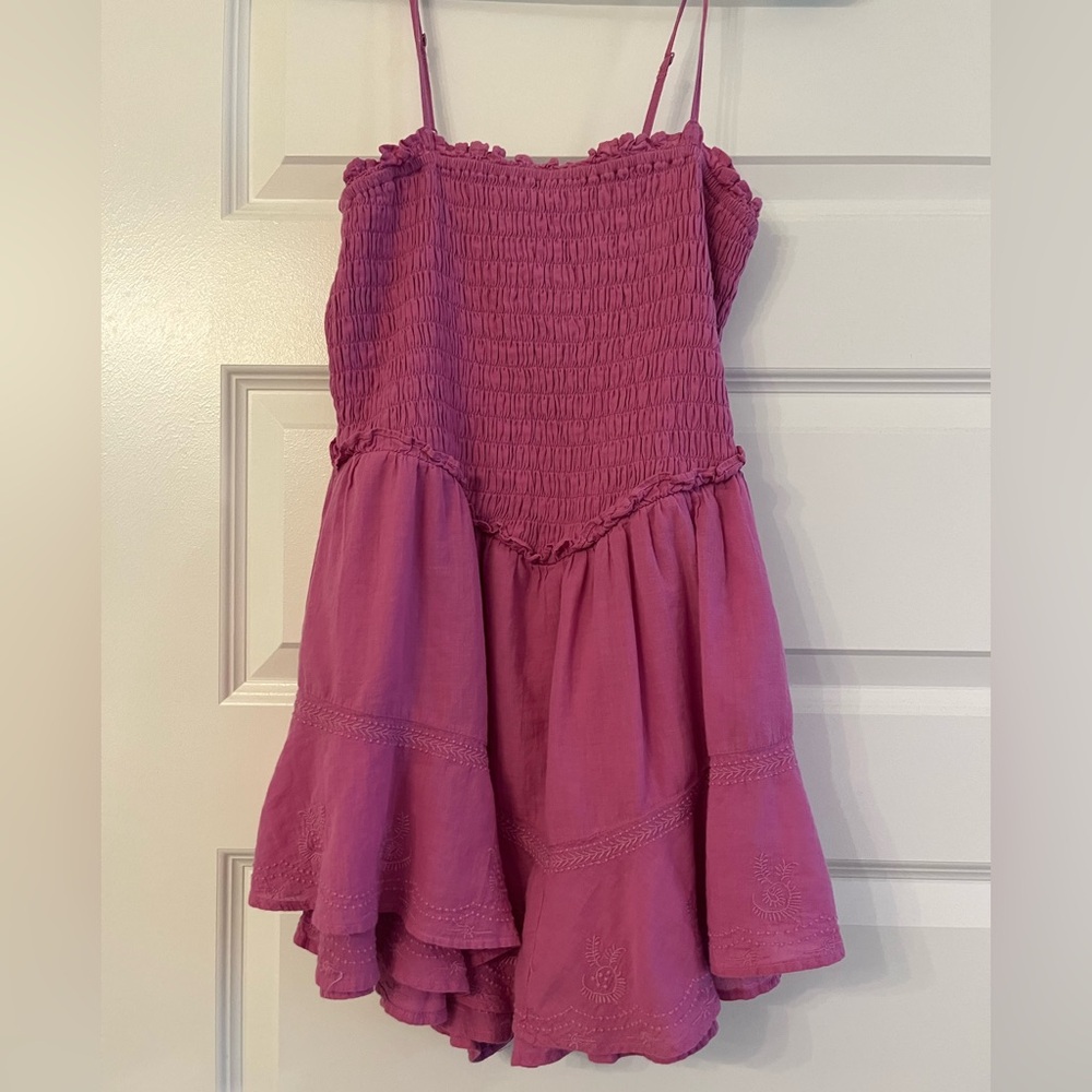 Pink Smocked romper American eagle